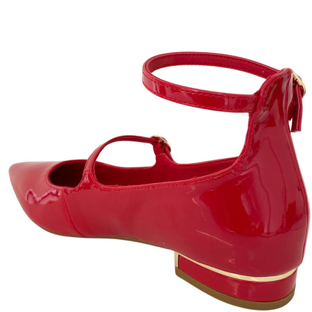 Una Healy Strappy Pointed Dolly Shoes - Red