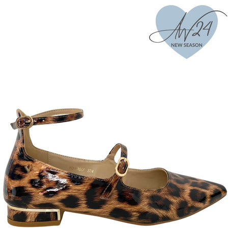 Una Healy Strappy Pointed Dolly Shoes - Leopard