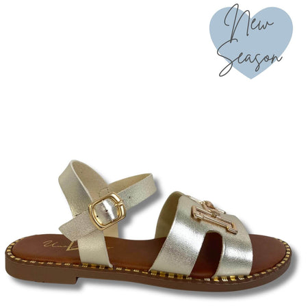 Una Healy Viva Gold Strappy Flat Sandals