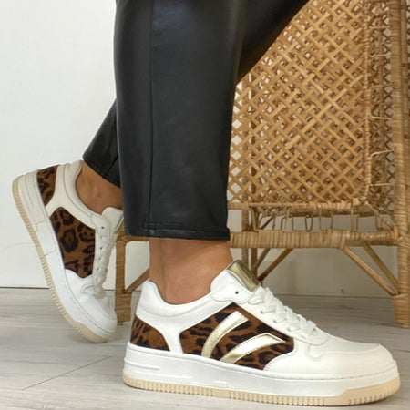 Una Healy Classic White Sneakers - Animal Print