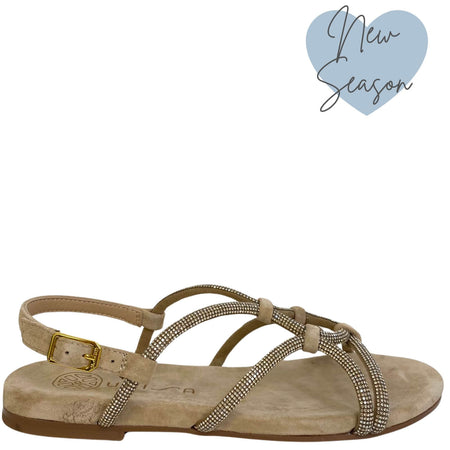 Unisa Cooper Nude Sparkle Flat Sandals