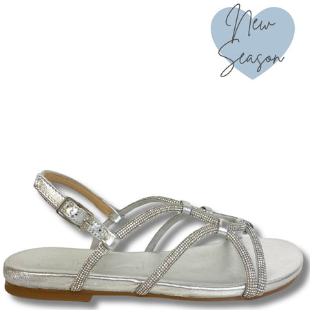 Unisa Cooper Silver Sparkle Flat Sandals