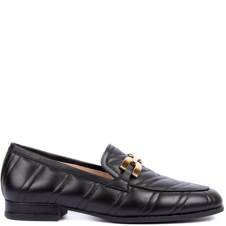 Unisa Dexter Black Quilted Leather Loafers