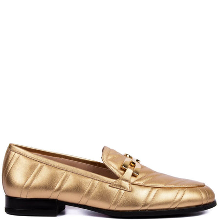 Unisa Dexter Gold Quilted Leather Loafers