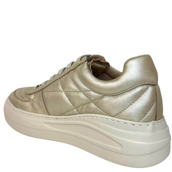 Unisa Foster Pale Gold Leather Lace Up Sneakers