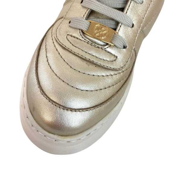 Unisa Foster Pale Gold Leather Lace Up Sneakers