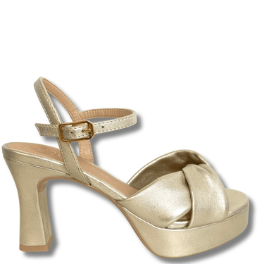 ladies gold twist front platform sandals
