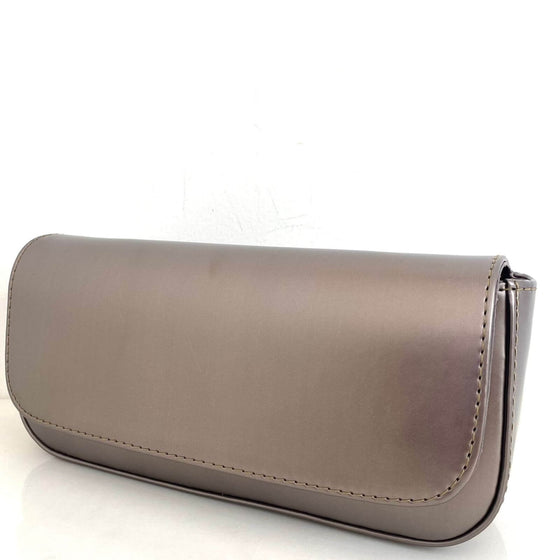 Unisa Zdreamin Grey Pewter Leather Clutch Bag