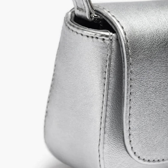 Unisa Zdreamin Silver Leather Clutch Bag