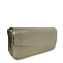 Gold clutch bag on a white background