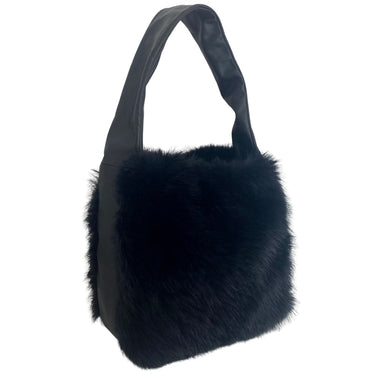 Unisa Zkeila Black Leather Faux Fur Bag