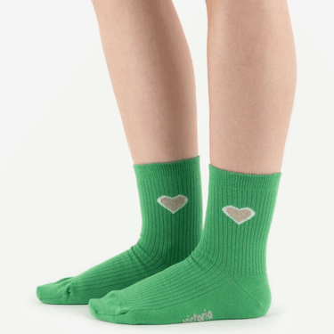 Victoria Heart Ribbed Socks - Green