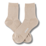 ladies beige ribbed socks with victoria logo
