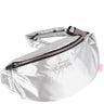 Silver waist bag with 'Victoria' branding on a white background