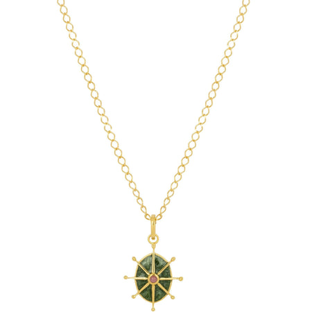 Vurchoo 8 Point Star Gold & Green Necklace