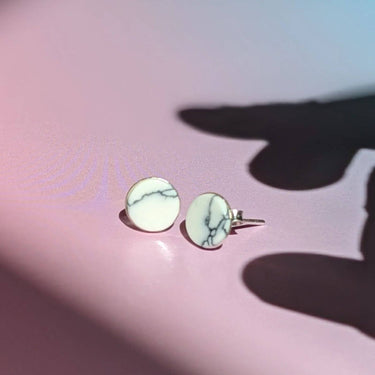 Vurchoo Honduras Silver Howlite Strength Stud Earrings