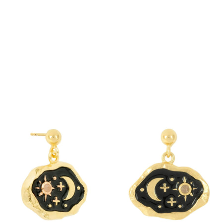 Vurchoo Midnight Scene Gold & Black Stud Earrings