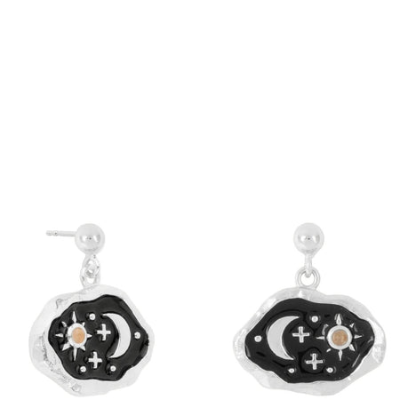 Vurchoo Midnight Scene Silver & Black Stud Earrings