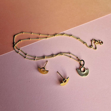 Vurchoo Nicaragua Gold Deco Fan Necklace