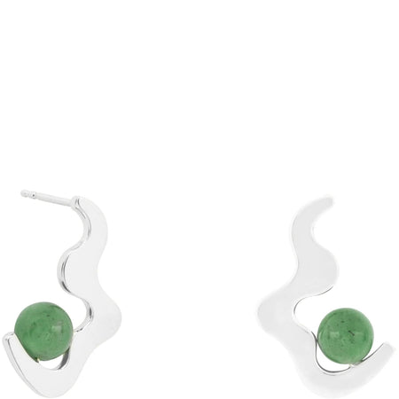 Vurchoo Silver Aventurine Wave Drop Stud Earrings