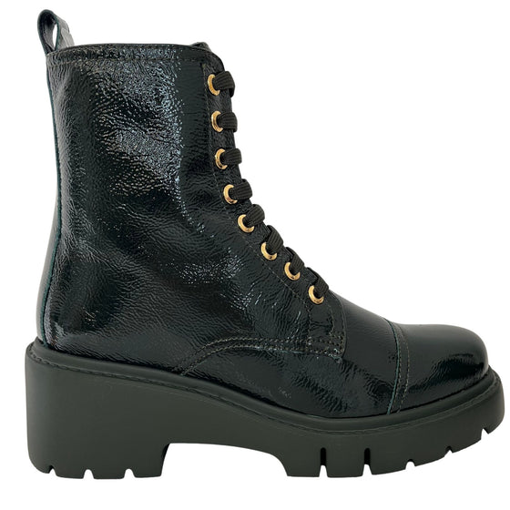 Unisa Juliet Green Patent Leather Lace Up Boots