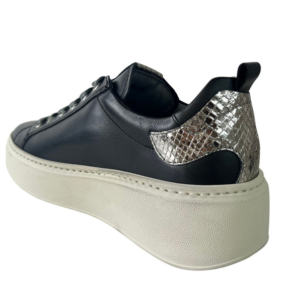 NeroGiardini Black Leather Side Zip Sneakers