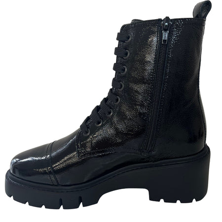 Unisa Juliet Black Patent Leather Lace Up Boots
