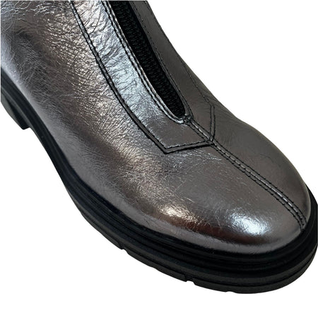 Unisa Jaba Grey Leather Front Zip Boots