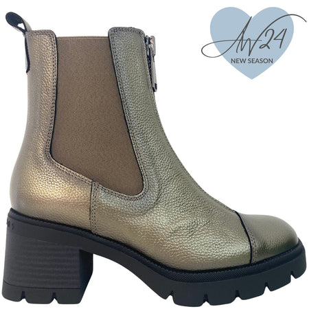 Hispanitas Pewter Leather Chunky Chelsea Boots