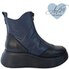 Wonders Black & Navy Leather Front Zip Sneaker Boots