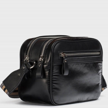 Wonders Black Nylon Crossbody Bag with Multi Stripe Strap