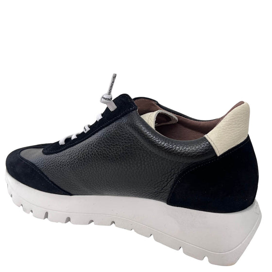 Wonders Black & Off White Suede Leather Sneakers