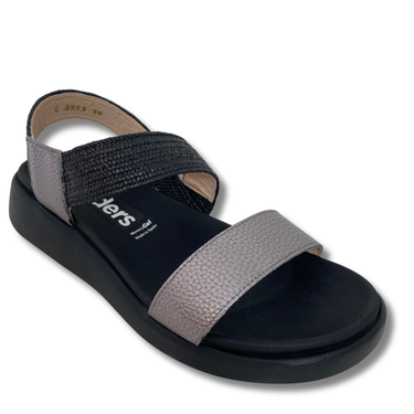 Wonders Black Raffia Strap Sandals