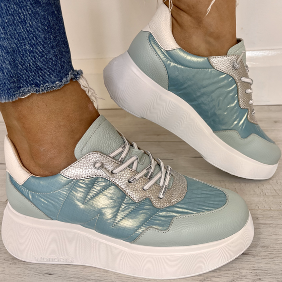Women's blue 2025 leather sneakers