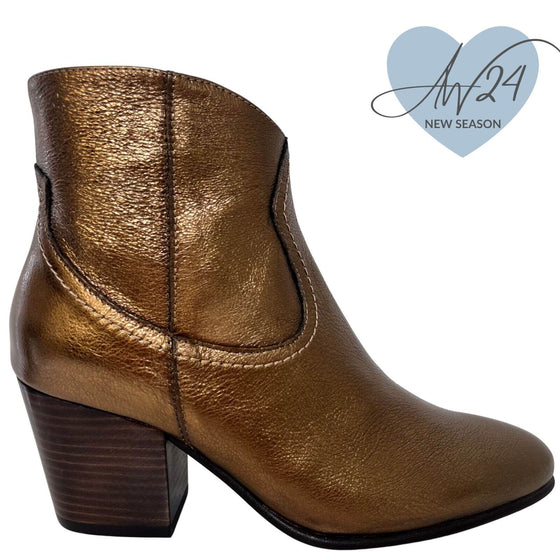 Wonders Bronze Metallic Leather Western Boots