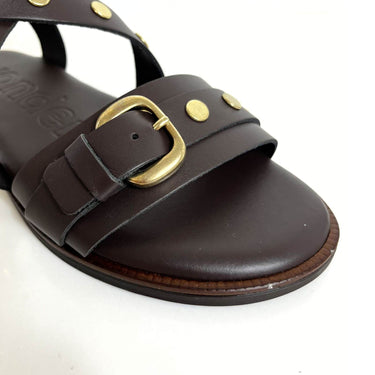 wonders-brown-gladiator-style-studded-flat-sandal