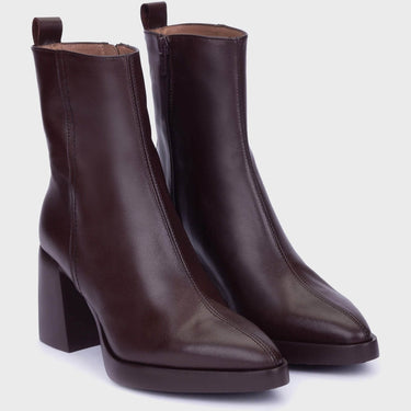 Wonders Brown Leather Platform Sole Boots