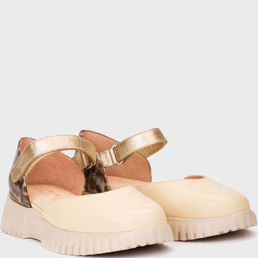 Wonders Butter Milk Leather Ankle Strap Shoes