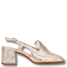 Wonders Champagne Square Toe Sling Back Heeled Loafers