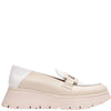 Wonders Cream & White Leather Slip On Wedge Shoes