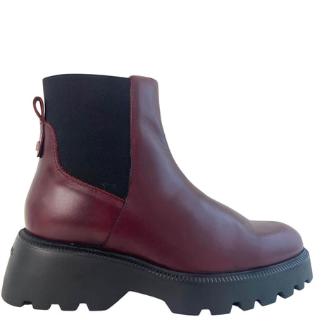 Wonders Dark Red Leather Flat Boots