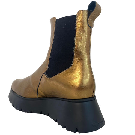 Wonders Gold Leather Elevated Sole Boots