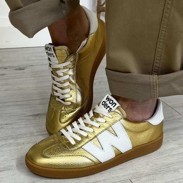 wonders-gold-leather-slim-line-sneakers