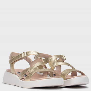 wonders-gold-leather-velcro-strap-sandals
