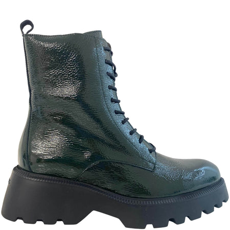 Wonders Green Leather Lace Up Boots