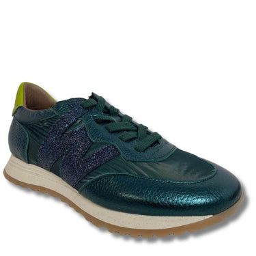 wonders-green-leather-slim-line-retro-sneakers