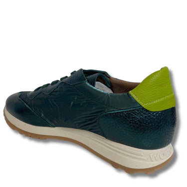wonders-green-leather-slim-line-retro-sneakers