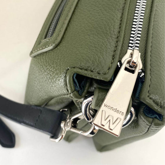 Wonders Green Triple Compartment Crossbody Bag