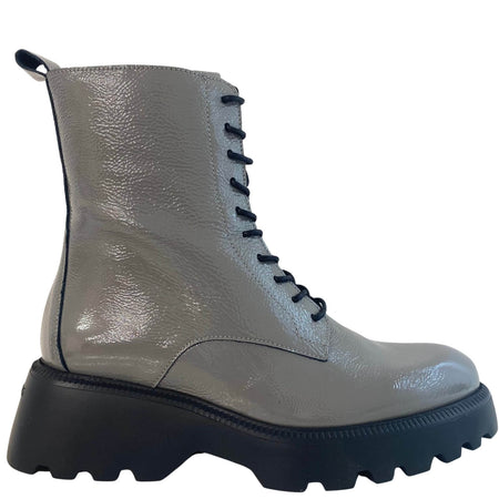 Wonders Grey Leather Lace Up Boots