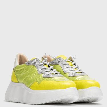 Wonders Lime Leather Elastic Laces Sporty Sneakers